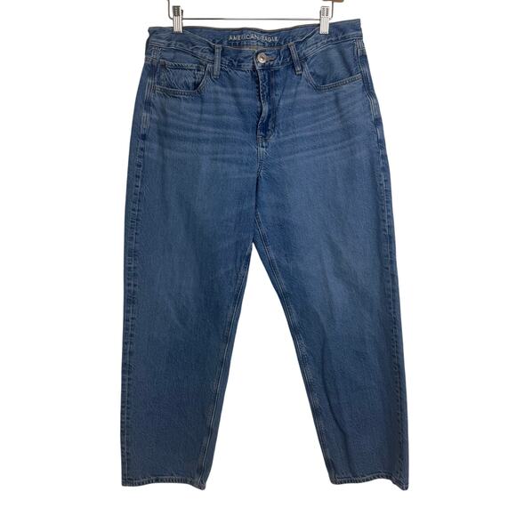 American Eagle Denim - American Eagle 90st Straight Leg Jeans Size 14 Short High Rise Medium Wash Prep